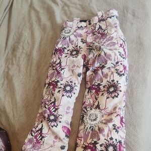 Kamik Purple and White Floral Big Girls  Size 8 Snow Pants